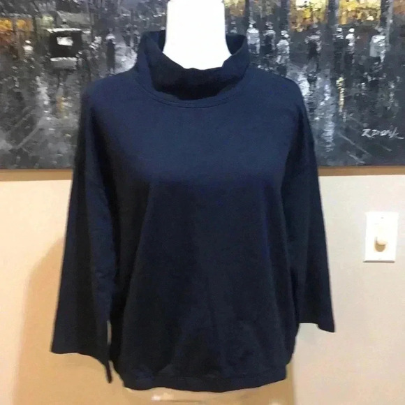 J. Jill Fit Cotton Blend Soft Cowl Neck Elastic Waist 3/4 Sleeves Top-Size MP - Picture 1 of 8